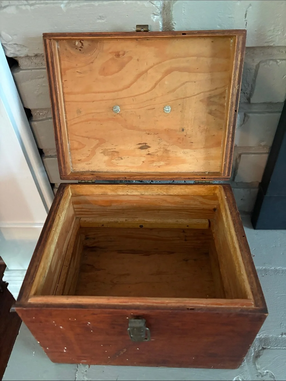 Antique Wood Carpenters Trunk ToolBox Seamans Chest Box Tray VtgPrimitive Farm